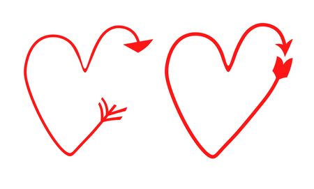 two set of vector hearts in the form of arrows. pointer, symbol. gradient. drawingsのイラスト素材