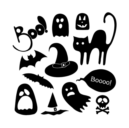 set of characters and icons for Halloween. traditional elements of Halloween. set of vector halloween iconsのイラスト素材