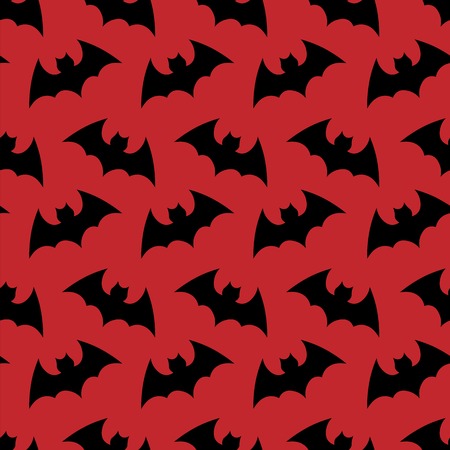 Seamless pattern. Halloween background. Halloween flying bat. Halloween vector red seamless pattern wallpaper background. Silhouette of bats.のイラスト素材
