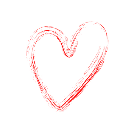Vector heart with a dry brush. Valentine day. grunge illustration. Hand drawn grunge hearts. Love symbol .のイラスト素材