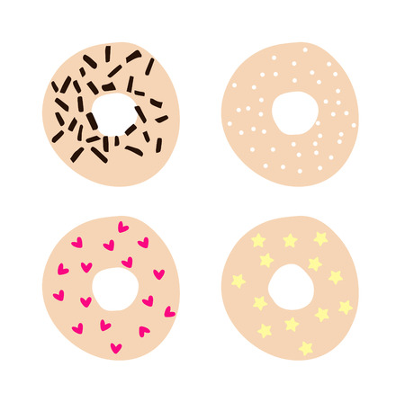 set of simple donut illustration. Donut isolated on white background of colorful donuts.のイラスト素材