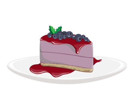 cake vector illustration. Blueberry delicious dessert. Purple cakeのイラスト素材