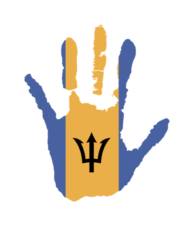 vector handprint in the form of the flag of Barbadosのイラスト素材