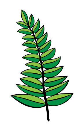 vector contour illustration of a green branch isolated on white background.children's illustration. tattoo. logo.のイラスト素材