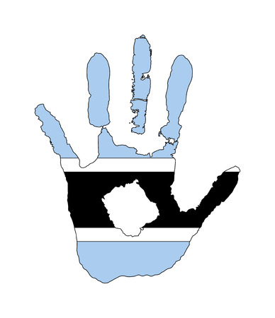 blue, white, black color of the flag. vector handprint in the form of the flag of Botswana.のイラスト素材