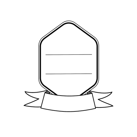 Label, design element, frame. hexagon with rounded edges. tape. elegant logo. fashion logo design. abstract line shape illustrationのイラスト素材