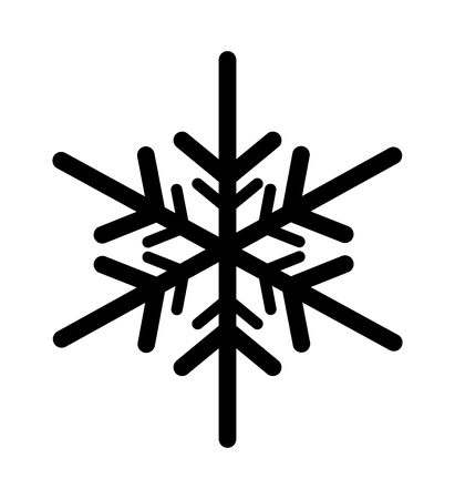Snowflake icon isolated on white. Christmas winter holiday. decorative design element. Black silhouette snow flake sign. Symbol of winter, frozen, New Year . Vector illustrationのイラスト素材