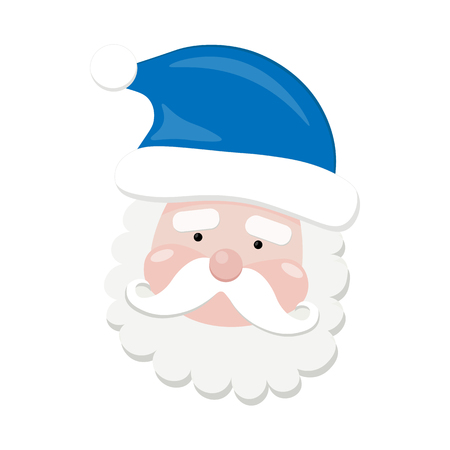 winter holiday greeting card. background elements. . vector head of santa claus. merry christmas and happy new year. vector head of santa claus in a blue hat.のイラスト素材