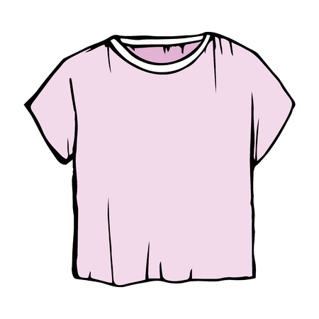 gentle pink sketch T-shirts. t-shirt vector illustration.pastel children's outline drawing clothes.のイラスト素材