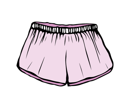 gentle pink sketch shorts. vector illustration.pastel children's outline drawing clothes. underwearのイラスト素材