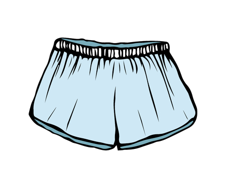 gentle blue sketch shorts. vector illustration.pastel children's outline drawing clothes. underwearのイラスト素材