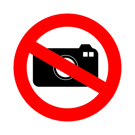No photo sign isolated on white background. No photo camera vector. No camera sign.のイラスト素材