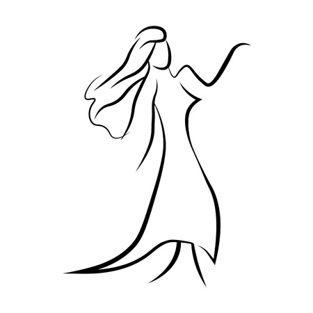 black line woman. Beauty, fashion concept logo. Silhouette of beautiful woman vector illustration. Fashion girl.のイラスト素材