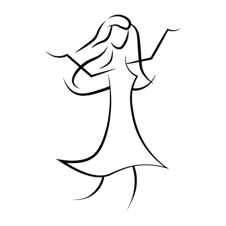 black line woman. Beauty, fashion concept logo. Silhouette of beautiful woman vector illustration. Fashion girl.のイラスト素材