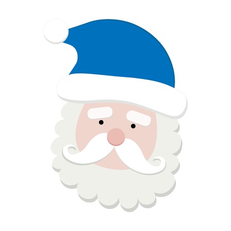 winter holiday greeting card. background elements. . vector head of santa claus. merry christmas and happy new year. vector head of santa claus in a blue hat.のイラスト素材