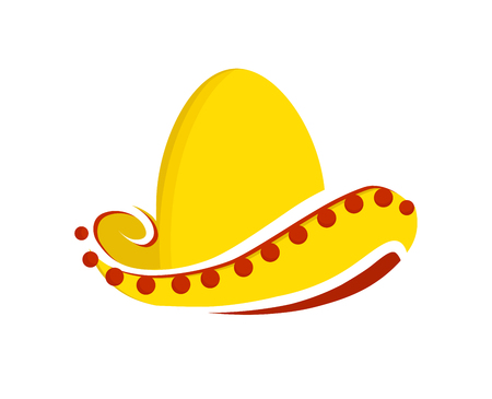 vector Illustration traditional Mexican sombrero hat isolated on a white backgroundのイラスト素材