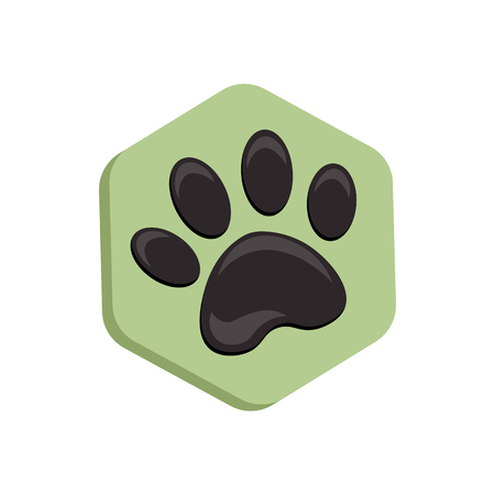 animal footprint hexagonal. green vector hexagon shape icon with the animals. Cat paw icons isolated.のイラスト素材