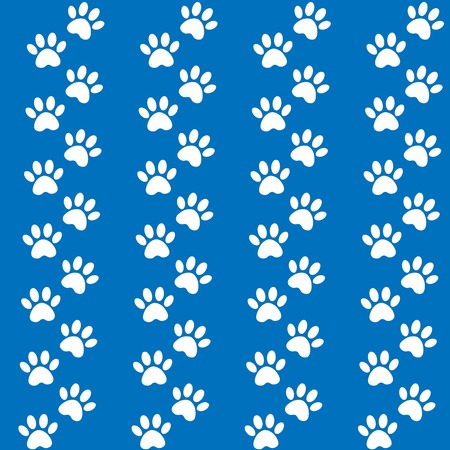 blue background for packing design. Traces of cat textile pattern. Vector seamless paw print seamless pattern.のイラスト素材