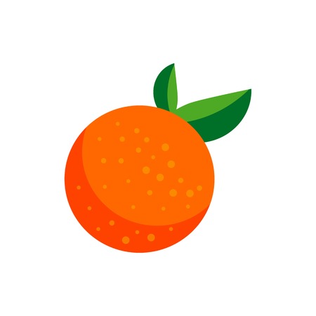 Orange simple illustration isolated on white background. orange fruit logo. emblem. design.のイラスト素材