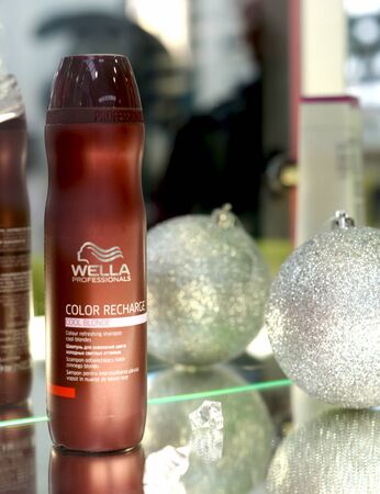 hairstyle care, styling and coloring. Wella Professionals germany hair dye products.のeditorial素材