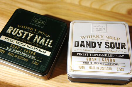 dandy sour and rusty nail. Whisky Cocktail Soaps in a Tin. Scottish Fine Soaps.のeditorial素材