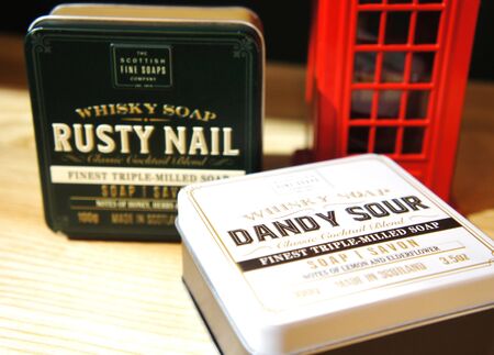 dandy sour and rusty nail. Whisky Cocktail Soaps in a Tin. Scottish Fine Soaps.のeditorial素材