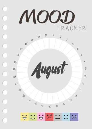 Mood diary for a month. mood tracker calendar. keeping track of emotional stateのイラスト素材