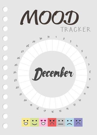 Mood diary for a month. mood tracker calendar. keeping track of emotional stateのイラスト素材