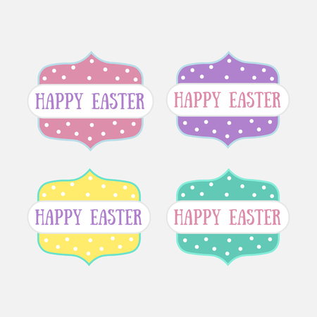 easter decor. Happy easters handwritten logo inscription vector.のイラスト素材