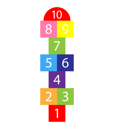 Children street game. playground with numbers. illustration with hopscotch game.のイラスト素材