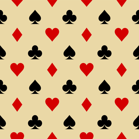 Vector illustration. Card icon pattern wallpaper vector background. Card suits seamless pattern.のイラスト素材