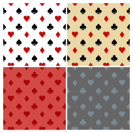 Vector illustration. set card icon pattern wallpaper vector background. Card suits seamless pattern.のイラスト素材