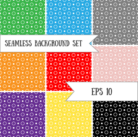 collection vector seamless circle background. set bright abstract seamless background of rings, eps10.のイラスト素材