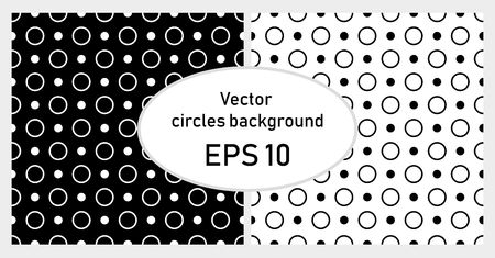 vector seamless circle background. black and white abstract seamless background of rings, eps10.のイラスト素材
