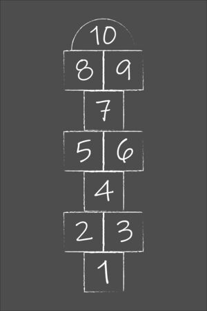 Children street game. playground with numbers. illustration with hopscotch game.のイラスト素材