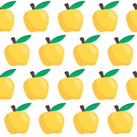 seamless vector pattern with yellow apples autumn pattern. Cute apple pattern.のイラスト素材