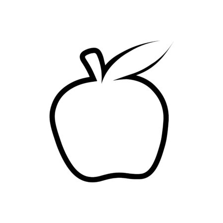 illustration monochrome of apple icon. Black Apple vector outline icon. Modern minimal flat design style.のイラスト素材