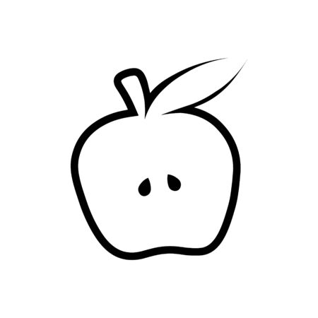 illustration monochrome of apple icon. Black Apple vector outline icon. Modern minimal flat design style.のイラスト素材