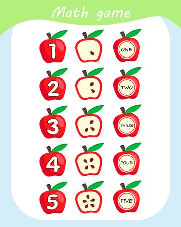 Math educational game for children. Counting Game for Preschool Children. Count apples in the picture.のイラスト素材
