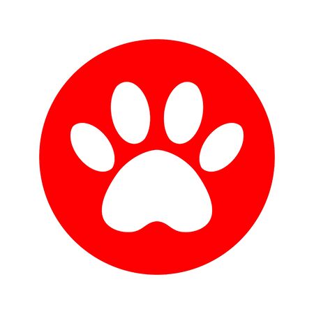 cat and dog paw print inside circle. The dog's track in the red circle.のイラスト素材