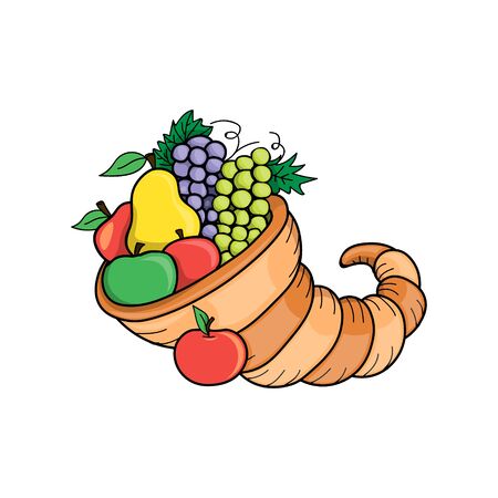 Thanksgiving day. Vector illustration autumn nature symbol. cornucopia fall holiday concept. farm harvest festival.のイラスト素材