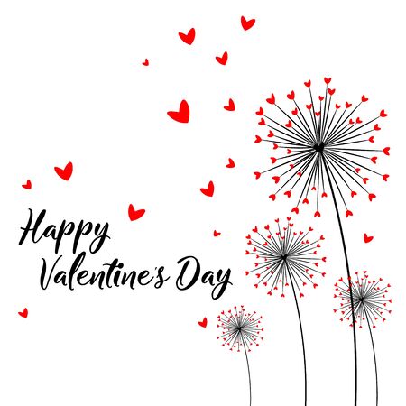 Love Dandelion. card happy valentine's day. Beautiful dandelion. abstract flower of heart on white background.のイラスト素材