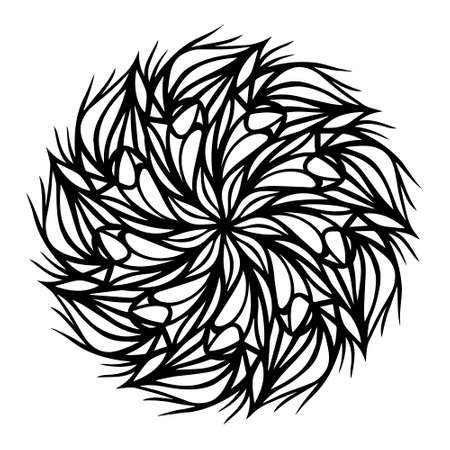 Vector abstract black and white mandala pattern. Vector mandala. Hand drawing tattoo. Round ornament.のイラスト素材