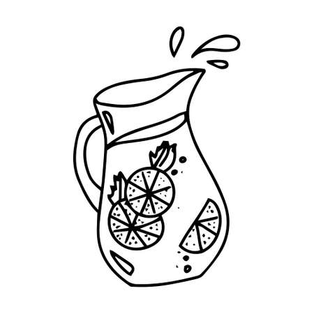 doodle decanter of lemonade hand draw illustration. vector lemonade cartoon.のイラスト素材