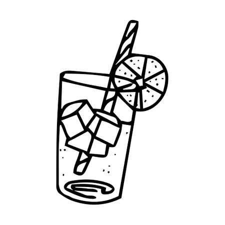 glass lemonade. with lemonade, sketch for your design. Vector illustration. lemonade cartoon. doodle hand draw illustration.のイラスト素材