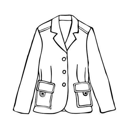 Hand Draw blazer line. Men jacket. Linear doodle .style men's blazer vector. sketch illustrationのイラスト素材