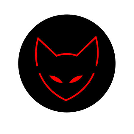 cat logo. Fox icon vector. cat with a bandage. arts Japan. black red logoのイラスト素材