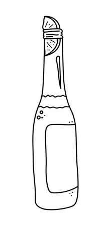 Tasty beer cartoon. Bottle of cold beer. Vector illustration in doodle style isolated on white background. Hand drawn bottle of lager, ale, Oktoberfest symbol. Mexico beerのイラスト素材