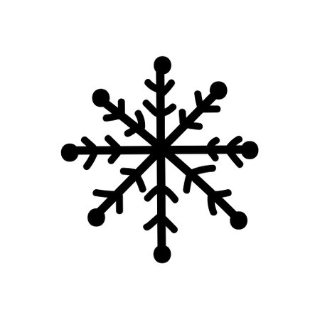 Vector snowflake, drawing simple. element for design. Line draw style  template with snowflake. Isolated on white background. minimalistic Christmas doodle style.のイラスト素材