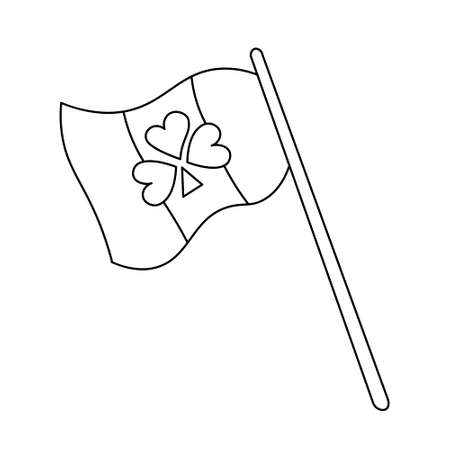 Vector illustration in doodle style isolated on background. Drawing for design, postcard, decor, poster, sticker. Clover leaf on flag background for happy St. Patricks Day.のイラスト素材